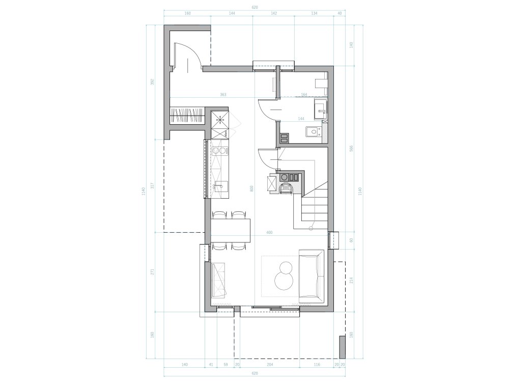 Acacia Premium vasaras māja – 5,8 x 8,4 m | 45,89 m²