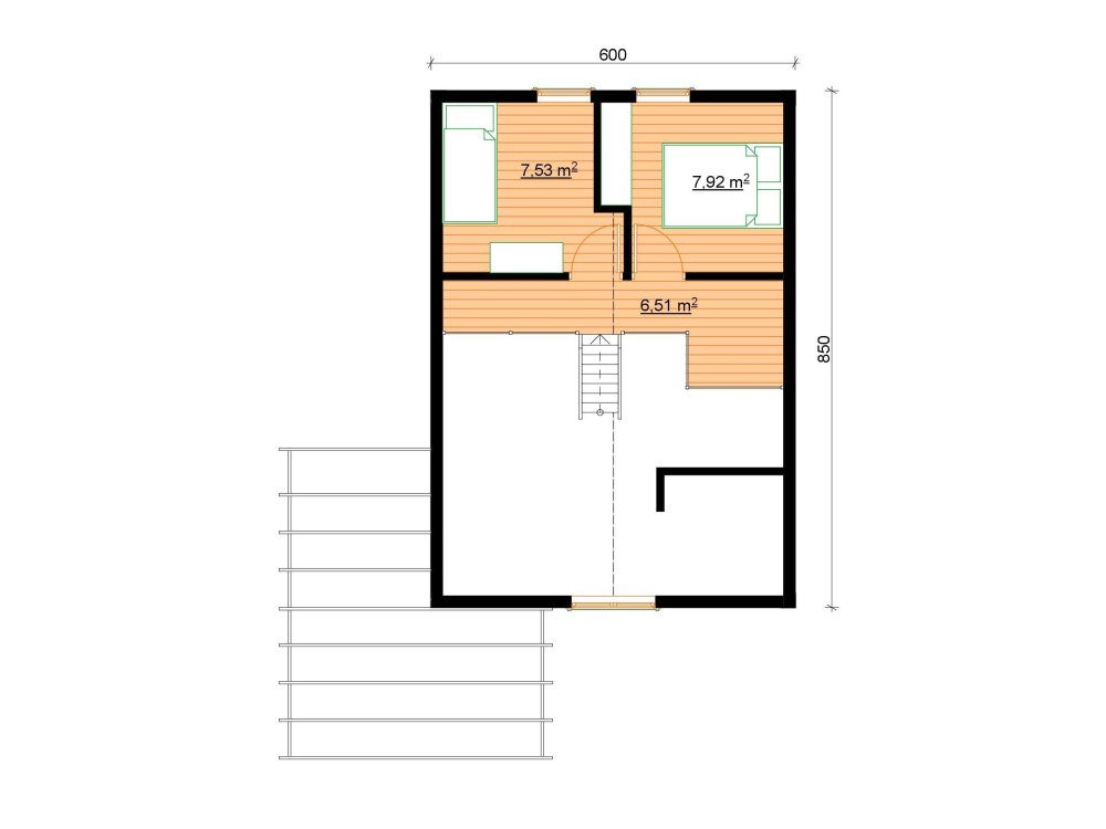 Koka māja no lazdas koka – 6 x 8,5 m | 51,10 m²