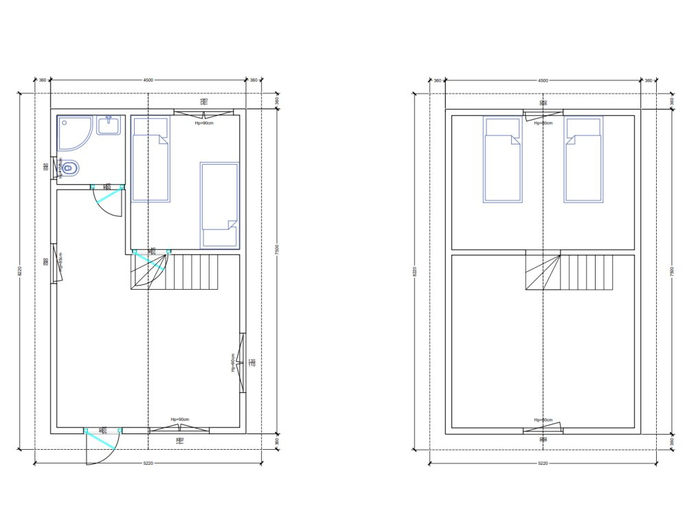 Loftwood koka māja A2 un A3 4,5 × 6,5 m | 35 m²