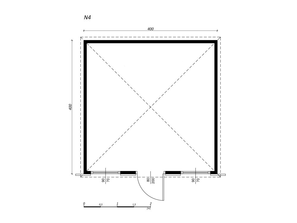 Dārza šķūnis N4 (4m x 4m)