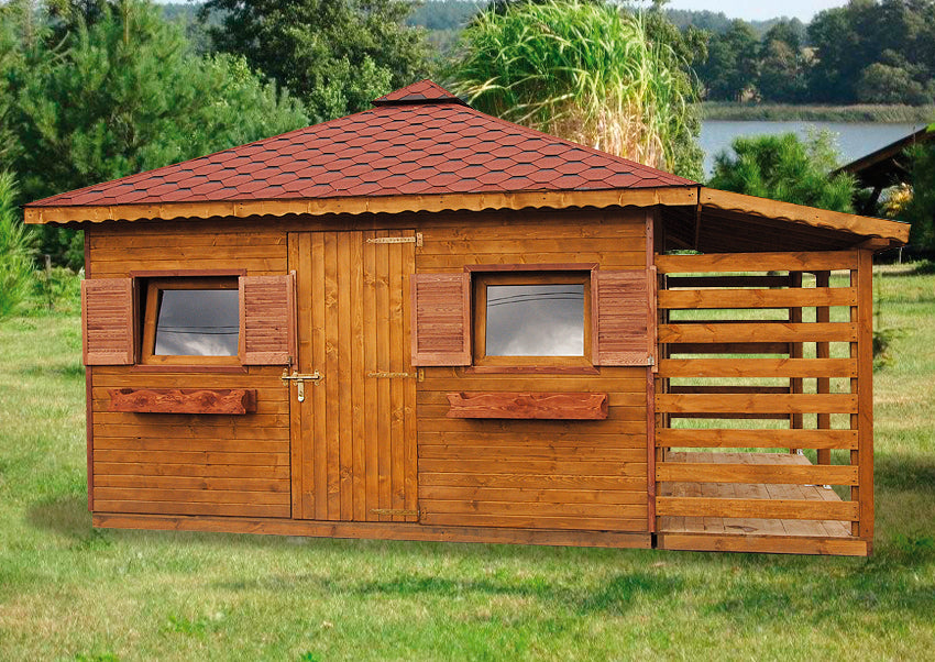 Dārza šķūnis N4 (4m x 4m) + malkas šķūnis