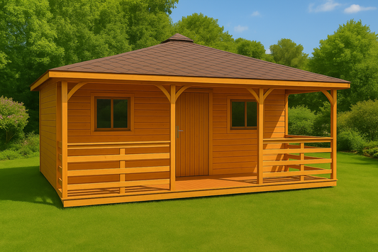 Dārza šķūnis N4 (4m x 4m) + terase