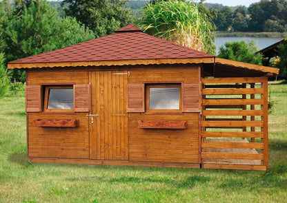 Dārza šķūnis N4 (4m x 4m) + malkas šķūnis