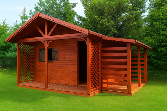 Dārza šķūnis N6 (3m x 2m) + Terase + Malkas šķūnis