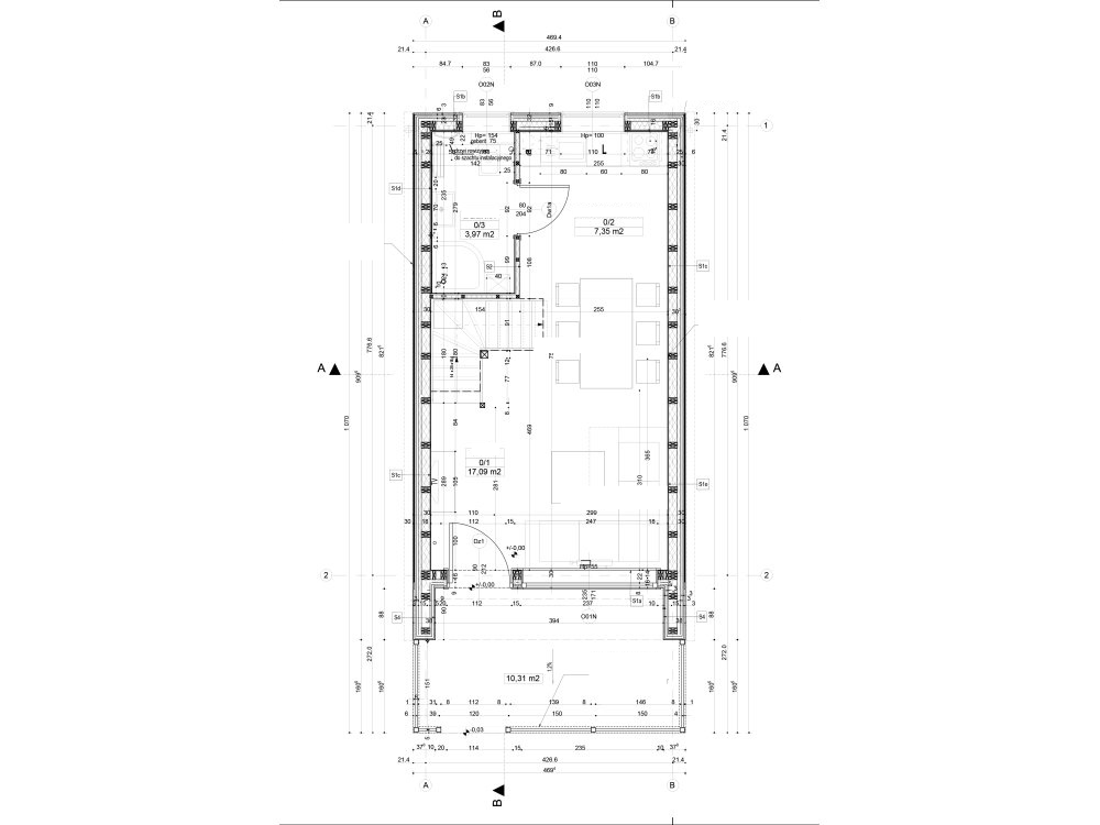 Pino šķūņa koka māja – 9 × 4,7 m | 42,30 m²