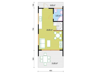 Koka māja "Windale" – 4,5 × 7,5 m | 39,92 m²