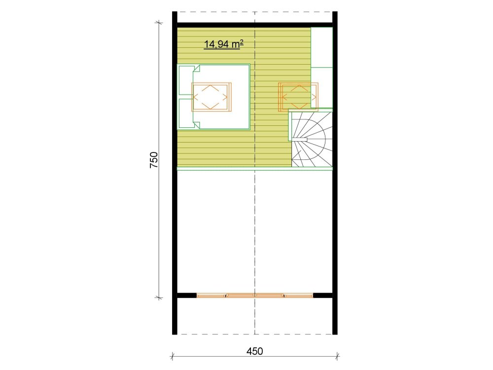 Koka māja "Windale" – 4,5 × 7,5 m | 39,92 m²